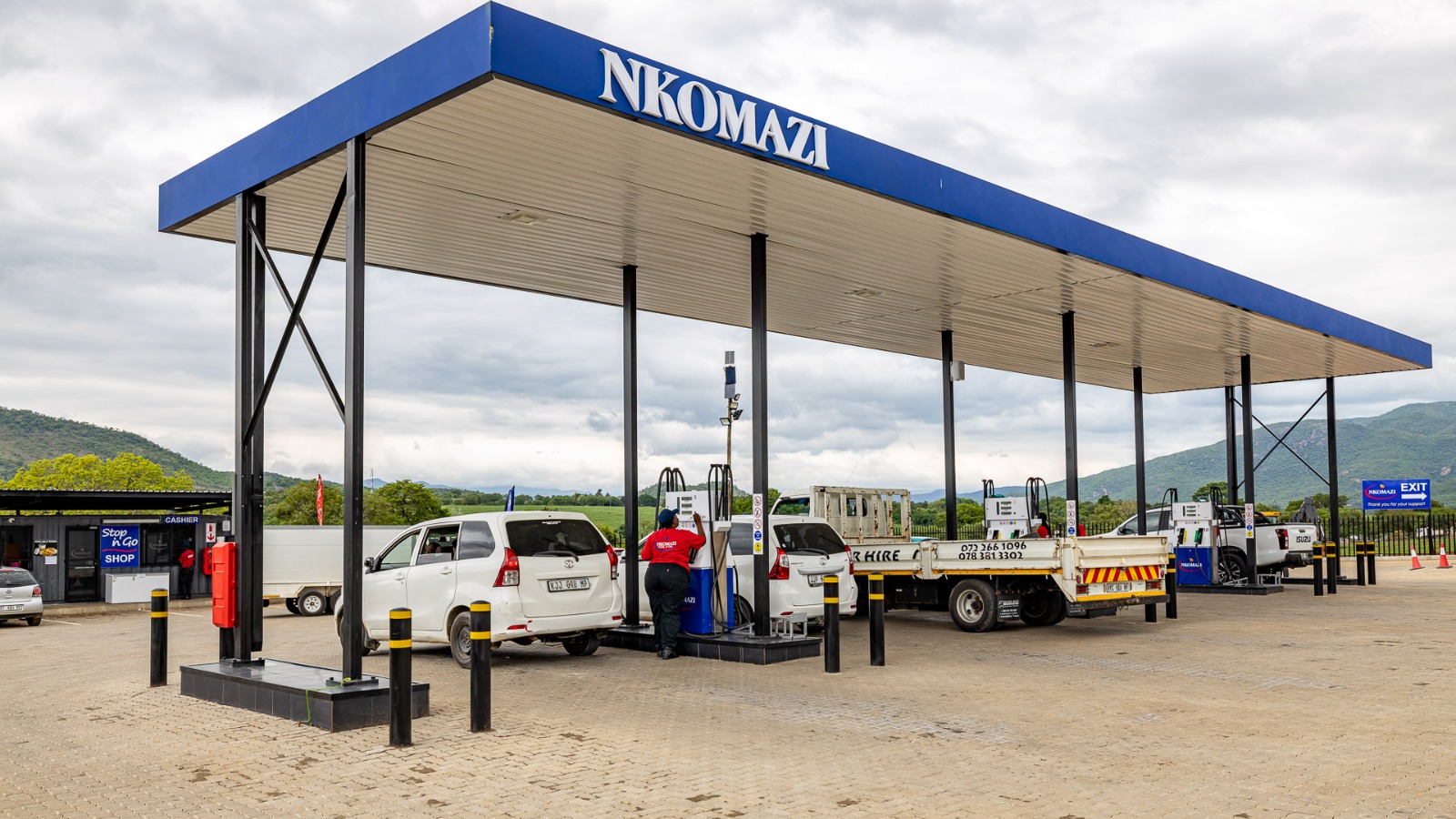 Nkomazi fuel canopy with branded signage