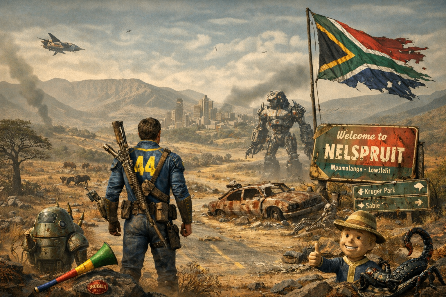 Stylized post-apocalyptic Nelspruit artwork