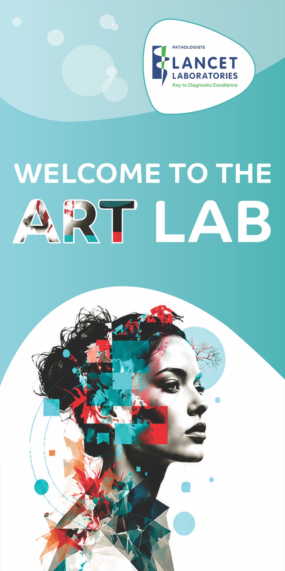 Lancet Laboratories art lab banner design